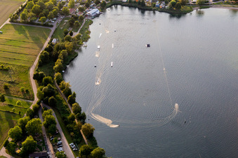 Aerial photograpy of Leisure center of water skiing - racetrack in Sankt Leon-Rot in the state Baden-Wurttemberg, Germany