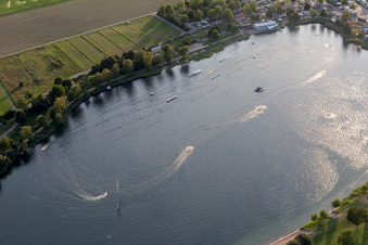 St. Leoner See, water ski facility in the district Sankt Leon in St. Leon-Rot in the state Baden-Wuerttemberg, Germany seen from above
