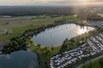 St. Leoner See, water ski facility in the district Sankt Leon in St. Leon-Rot in the state Baden-Wuerttemberg, Germany from the plane