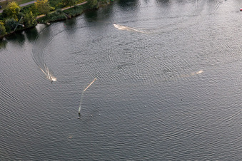 St. Leoner See, water ski facility in the district Sankt Leon in St. Leon-Rot in the state Baden-Wuerttemberg, Germany viewn from the air