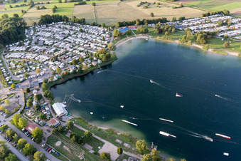 Aerial photograpy of St. Leoner See, water ski facility in the district Sankt Leon in St. Leon-Rot in the state Baden-Wuerttemberg, Germany