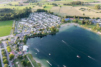 St. Leoner See, water ski facility in the district Sankt Leon in St. Leon-Rot in the state Baden-Wuerttemberg, Germany from above