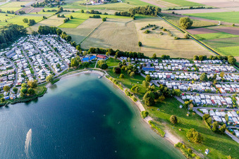 St. Leoner See, water ski facility in the district Sankt Leon in St. Leon-Rot in the state Baden-Wuerttemberg, Germany from the plane