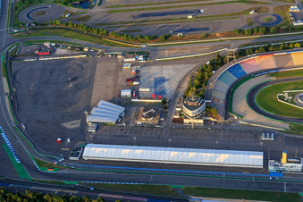 Pit lane and Baden-Württemberg Center at the Motodrom Hockenheimring Baden-Württemberg in Hockenheim in the state Baden-Wuerttemberg, Germany