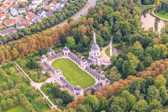 Mosque in the Schwetzingen Palace Gardens in Schwetzingen in the state Baden-Wuerttemberg, Germany out of the air