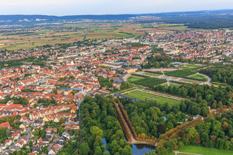 Aerial view of The "End of the World" in the Schwetzingen Palace Gardens in Schwetzingen in the state Baden-Wuerttemberg, Germany