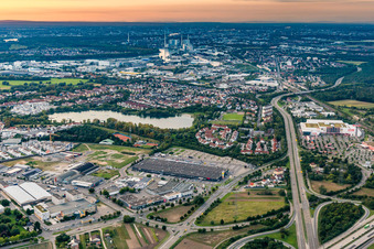 From the south in the district Rheinau in Mannheim in the state Baden-Wuerttemberg, Germany