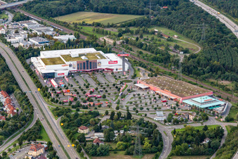 Aerial photograpy of Höffner Furniture in Schwetzingen in the state Baden-Wuerttemberg, Germany