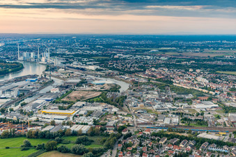 Rheinauhafen in the district Rheinau in Mannheim in the state Baden-Wuerttemberg, Germany viewn from the air