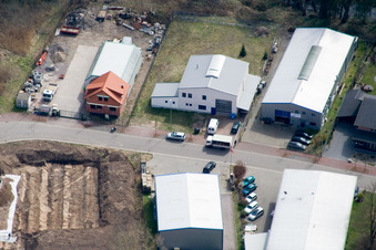 Aerial view of Zapf Metal Construction in Jockgrim in the state Rhineland-Palatinate, Germany
