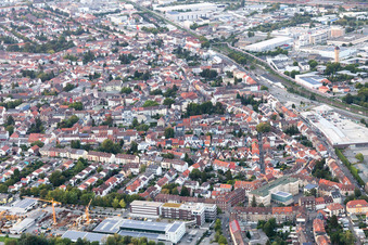 District Neckarau in Mannheim in the state Baden-Wuerttemberg, Germany out of the air
