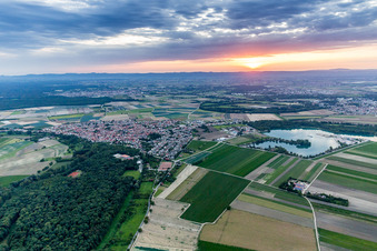 Sunset over the countryside of Rhine valley in Waldsee in the state Rhineland-Palatinate, Germany