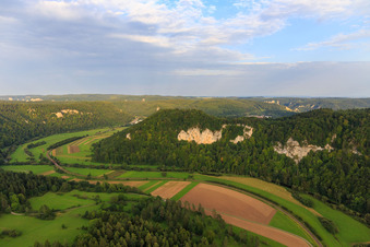 Danube Valley from the west in Fridingen an der Donau in the state Baden-Wuerttemberg, Germany