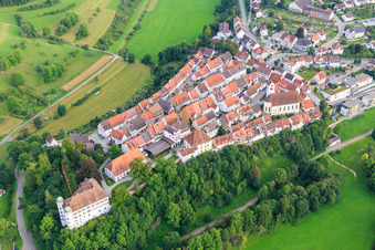 Mühlheim Castle (Rear Castle) and Mühlheim Front Castle as well as the Church of St. Mary Magdalene in Mühlheim an der Donau in the state Baden-Wuerttemberg, Germany