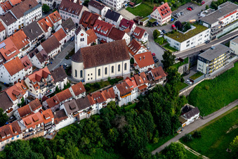 Church building in Old Town- center of downtown in Muehlheim an der Donau in the state Baden-Wurttemberg, Germany