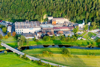Aerial view of Building and production halls on the premises of SHW Automotive GmbH an der Donau in Tuttlingen in the state Baden-Wurttemberg, Germany