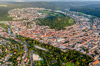 Castle of the fortress Honberg above the town at the Danube in Tuttlingen in the state Baden-Wurttemberg, Germany