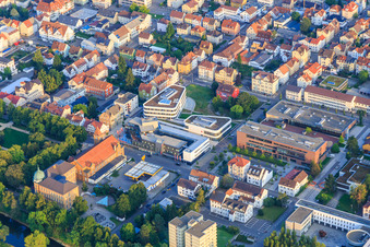 Kreissparkasse Tuttlingen - Main branch next to Alte Festhalle, Municipal Music School in Tuttlingen in the state Baden-Wuerttemberg, Germany