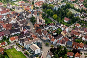 Church building in the village of Möhringen in the state Baden-Wurttemberg, Germany