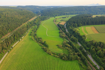 Danube Cycle Path in the district Möhringen in Tuttlingen in the state Baden-Wuerttemberg, Germany