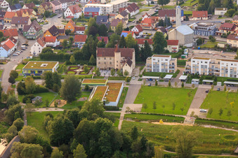 Aerial view of Lower Castle at the Danube Park in Immendingen in the state Baden-Wuerttemberg, Germany