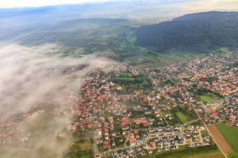 City view from the south half covered by clouds in Steißlingen in the state Baden-Wuerttemberg, Germany