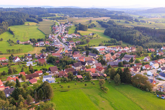 View of the town from the northeast in the district Zoznegg in Mühlingen in the state Baden-Wuerttemberg, Germany