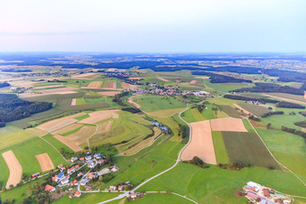 Aerial view of Volkertsweiler district in the Krumbach valley to Boll in the district Holzach in Neuhausen ob Eck in the state Baden-Wuerttemberg, Germany