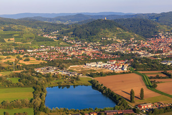 City view on the edge of the Odenwald from the west in Heppenheim in the state Hesse, Germany