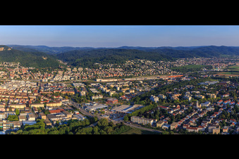 Town View of the streets and houses of the residential areas in Weinheim in the state Baden-Wurttemberg, Germany