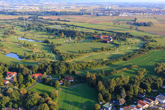 Golf course Heddesheim Gut Neuzenhof in Heddesheim in the state Baden-Wuerttemberg, Germany from above
