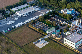 District Hüttenfeld in Lampertheim in the state Hesse, Germany seen from above