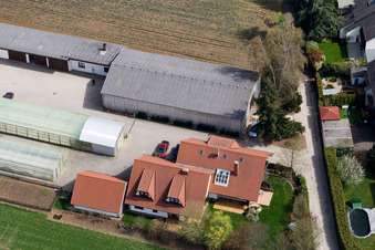 Oblique view of Kugelmann organic farm in Kandel in the state Rhineland-Palatinate, Germany