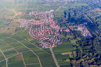 Town View of the streets and houses of the residential areas in Siebeldingen in the state Rhineland-Palatinate, Germany