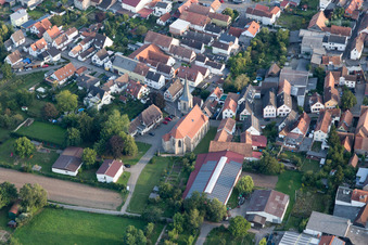 District Ingenheim in Billigheim-Ingenheim in the state Rhineland-Palatinate, Germany from the plane
