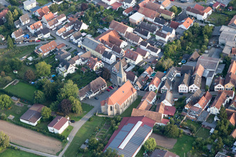 Bird's eye view of District Ingenheim in Billigheim-Ingenheim in the state Rhineland-Palatinate, Germany