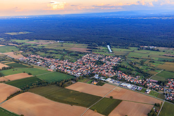 View of the town with anti-tank ditch from the northwest in Steinfeld in the state Rhineland-Palatinate, Germany