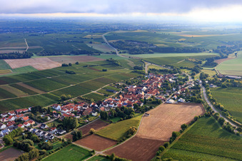Aerial view of Village view on the B38 from the southwest in Niederhorbach in the state Rhineland-Palatinate, Germany