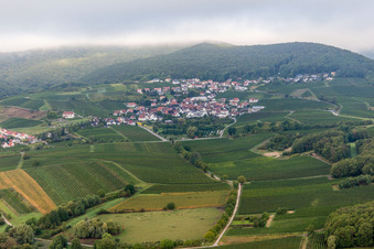 Bird's eye view of District Gleiszellen in Gleiszellen-Gleishorbach in the state Rhineland-Palatinate, Germany