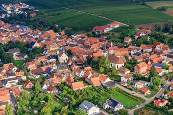 Laurentiusgarten on Pfaffengasse and Catholic Kindergarten at the church in Göcklingen in the state Rhineland-Palatinate, Germany