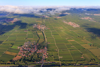 Village view on the A65 from the east in Knöringen in the state Rhineland-Palatinate, Germany