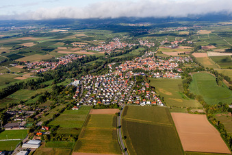 District Billigheim in Billigheim-Ingenheim in the state Rhineland-Palatinate, Germany from above