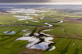 River Delta and estuary of the Varde river into the Ho-bay of the north sea in Varde in Sued, Denmark