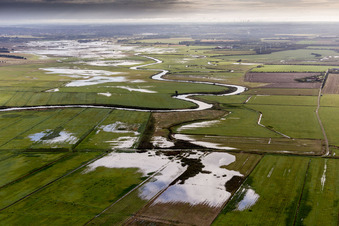 Aerial view of Billum in the state South Denmark, Denmark