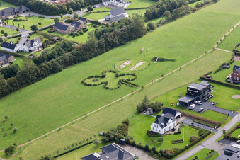 Luxury villas in residential area of single-family settlement in Varde in Juetland, Denmark from above
