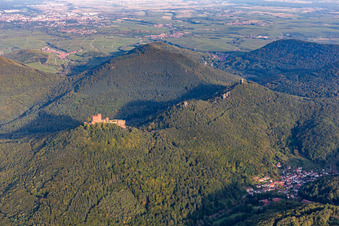The 4 castles Trifels, Anebos, Jungturm and Münz in Annweiler am Trifels in the state Rhineland-Palatinate, Germany