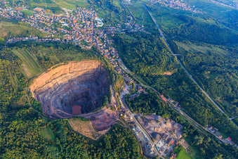 Quarry Albersweiler of the Basalt-Actien-Gesellschaft in Albersweiler in the state Rhineland-Palatinate, Germany from the plane