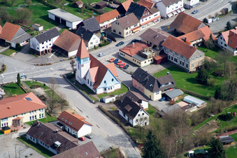 Aerial view of Town View of the streets and houses of the residential areas in the district Affolterbach in Wald-Michelbach in the state Hesse