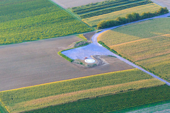 Aerial photograpy of Foundation of the EnBW wind farm Freckenfeld - for wind turbine with 6 wind turbines in Freckenfeld in the state Rhineland-Palatinate, Germany