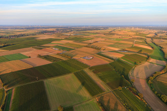 Bird's eye view of Foundation of the EnBW wind farm Freckenfeld - for wind turbine with 6 wind turbines in Freckenfeld in the state Rhineland-Palatinate, Germany
